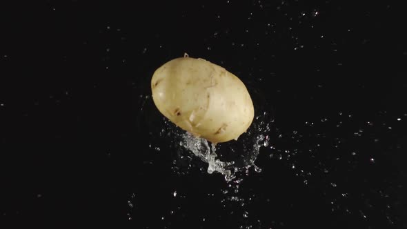 Potato Falls In A Water, Splashing