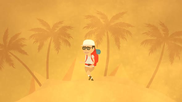 Summer travel in hot Africa during sandstorm. Journey on sandy dunes of Sahara. alt