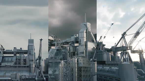 Modern Factory With Cranes. Industrial Area At the Factory alt