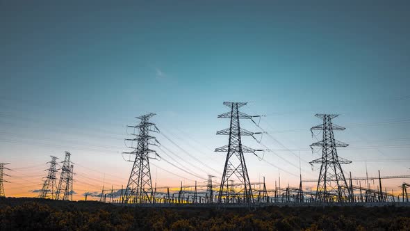 Pylons and substations, Stock Footage | VideoHive