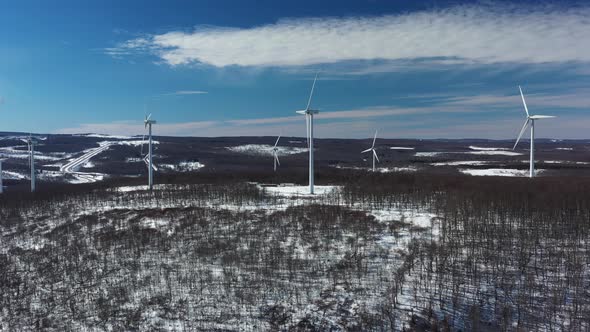 Wind Farm and Coal Fired Power Plant - West Virginia Mountains in Winter alt
