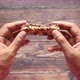 Eating Almond  Raisin and Oat Protein Bars on Table - VideoHive Item for Sale