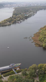 Vertical Video Aerial View of the Dnipro River  the Main River of Ukraine alt
