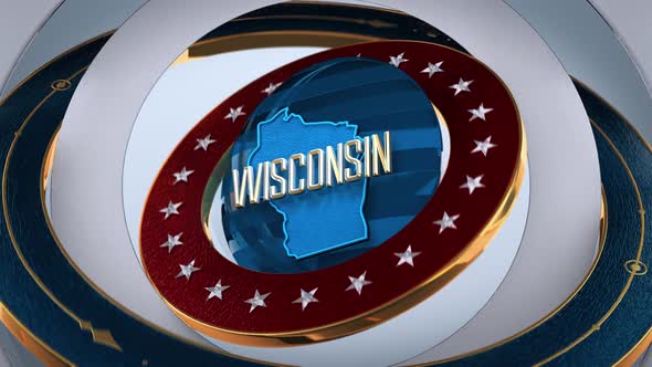 Wisconsin States of America State Map with Flag 4K