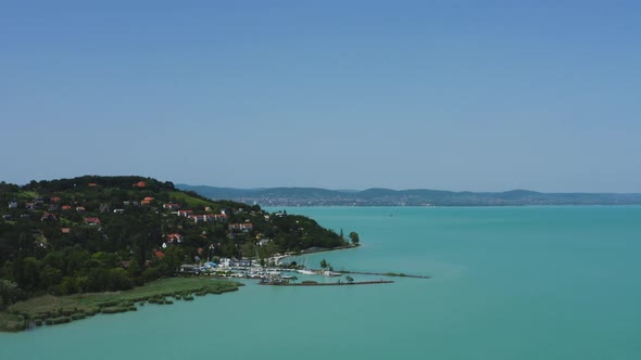High altitude moving forward areial 4K footage over the Lake Balaton. alt