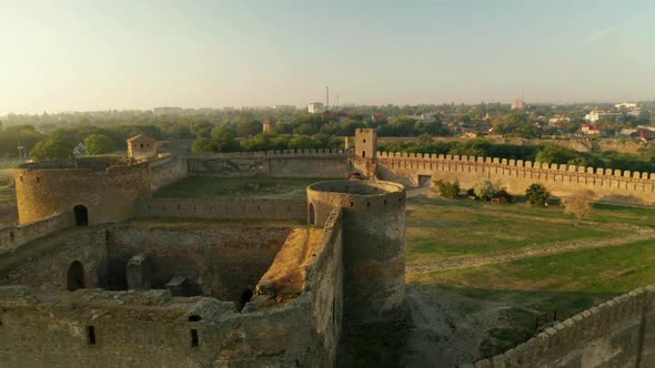 Aerial View of the Old Fortress in Belgorod-Dniester at Sunrise, Ukraine