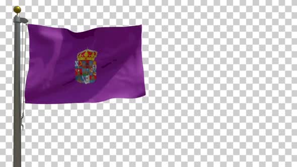 Guadalajara Province Flag (Spain) on Flagpole with Alpha Channel - 4K alt
