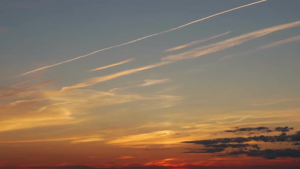 Traces of Aircraft at Sunset