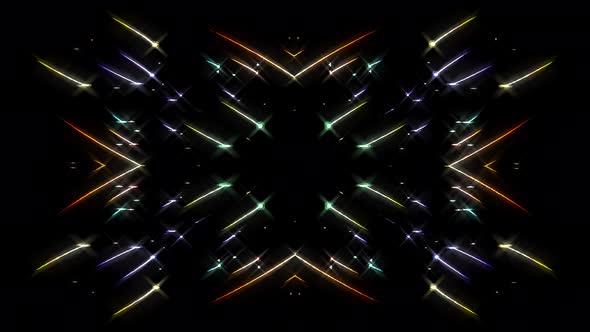 shining bright lines set wave dots motion, colorfull, on black background alt