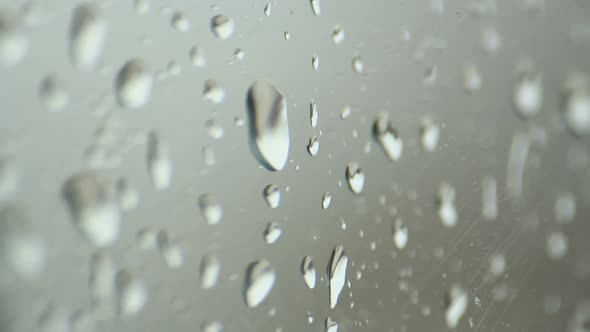 Raindrops on window from inside