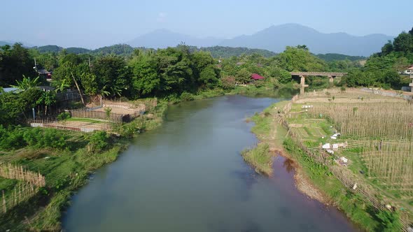 Vang Vieng region in Laos aerial view alt