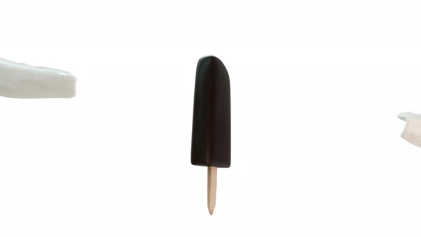 Pouring Whipped Cream. White gentle cream Down On Chocolate Bar. 3D Animation alt