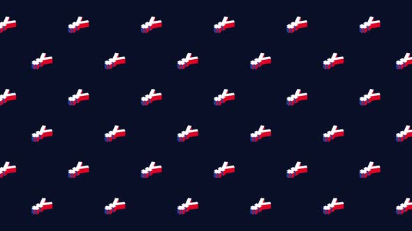 Japanese Yen isometric symbols animated pattern on a dark background alt