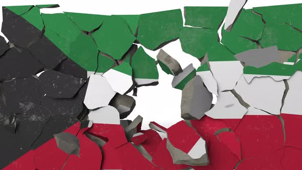 Breaking Wall with Painted Flag of Kuwait alt