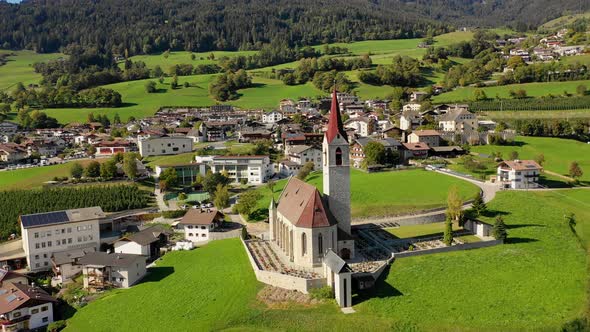 A Bird's-eye View of the Church and the Valley Near the Village of Velturno