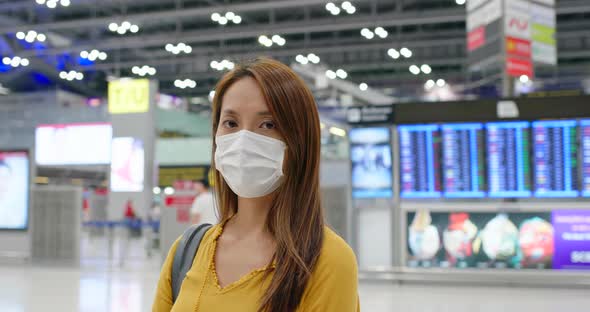 Woman Wear Face Mask at Airport