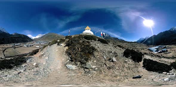 VR of Dingboche and Pheriche Village in Nepal, Basic Point of Everest Base Camp Track. EBC alt