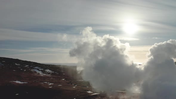 Aerial View of Geothermal Springs in Iceland in Early Spring