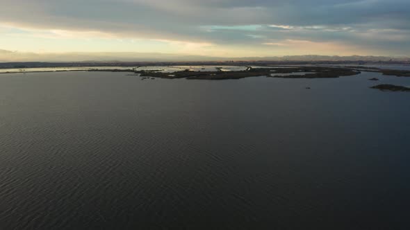 Aerial View of Lake Albufera During Sunset, Valencia