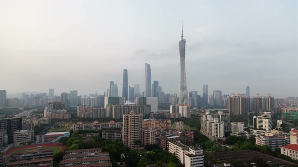 Guangzhou Tower Known for Twisty Shape in China Timelapse alt