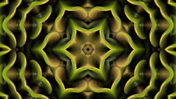 3D Green Kaleidoscope Background