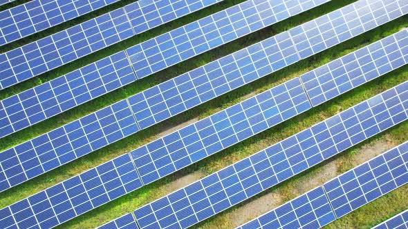 Aerial view of solar power plant. drone footage. 4k alt