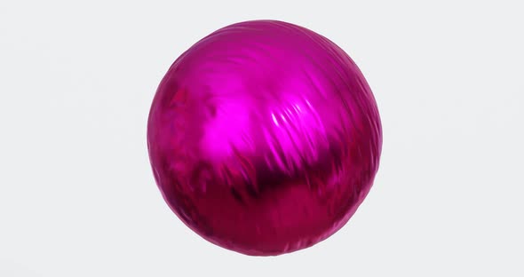 Purple abstract shiny sphere spinning on white background, looped motion graphics