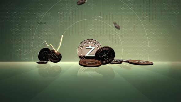 13 - 10 ZCASH Cryptocurrency Background with Text and Statistics 4K