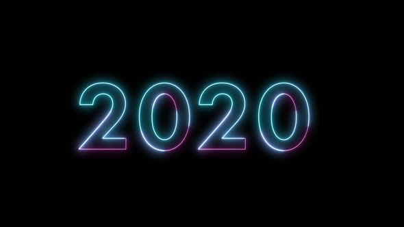 Modern glowing light 2020 numbers changing to new year 2021on black background