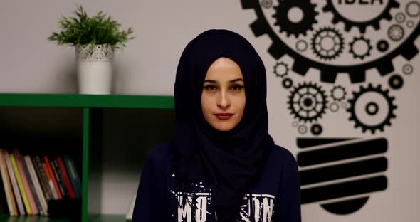 Young Woman Muslim Looking Camera alt