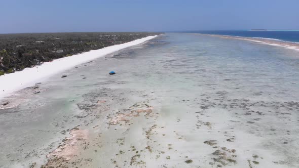 Ocean at Low Tide Aerial View Zanzibar Shallows of Coral Reef Matemwe Beach alt