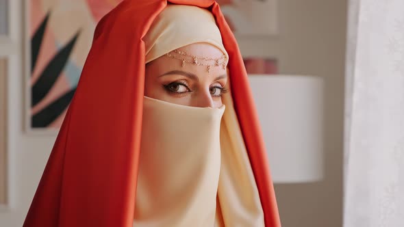 Close Up Portrait Of Beauty Young Muslim Woman In Hijab