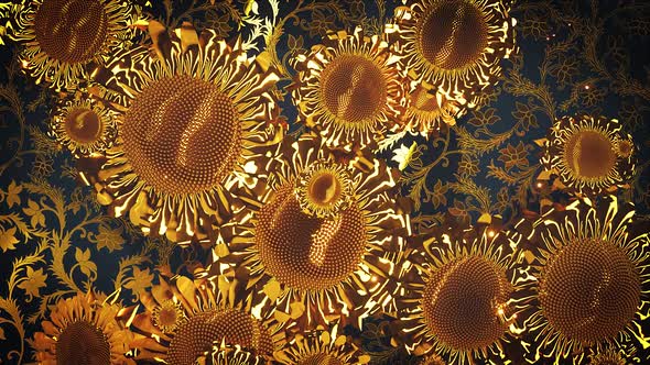 Golden Shine Sunflowers Background