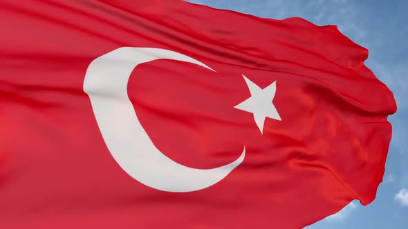 Red flag, the Crescent of Turkey. alt