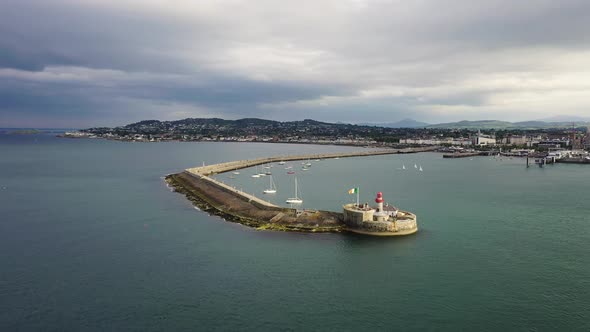 Aerial View of Sailing Boats, Ships and Yachts in Dun Laoghaire Marina Harbour, Ireland