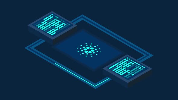 Cardano coin Cryptocurrency Block Chain Isometric Animation alt