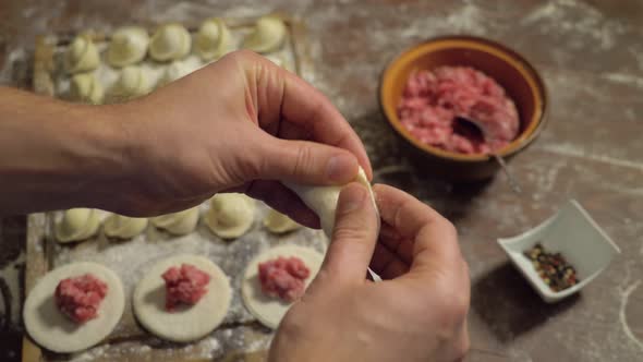 Closeup of Making Dumpling Food.