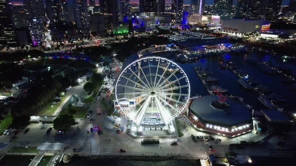 Sunset at downtown Miami Florida United States. Tourism landmark city. alt