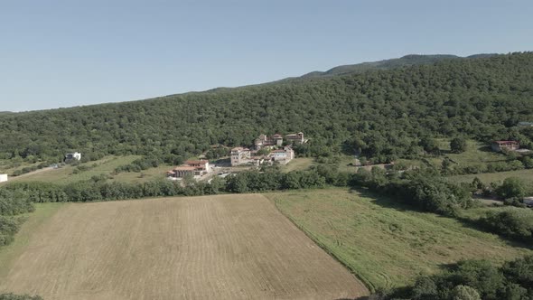 Telavi, Georgia - August 12 2021: Aerial view of hotel Chateau Mere alt