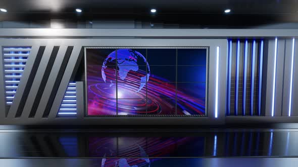 Virtual News Studio Set Green Screen Background Loop 4k alt