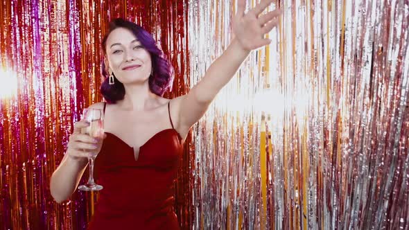 Christmas Party Festive Woman Holiday Drink alt