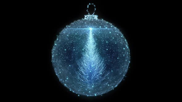 Blue Isolated Christmas Ball Bauble Ornament with Fir Tree loop HD