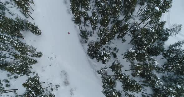 Snowboarding In Ski Center Aerial View