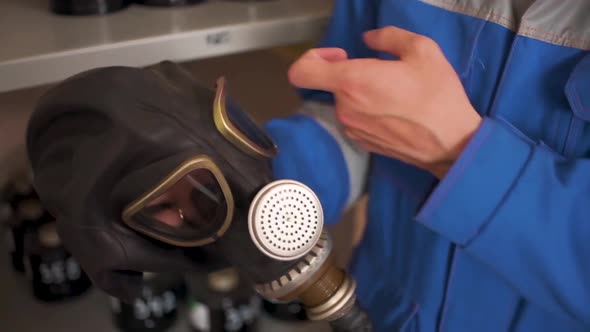 Checking gas masks alt