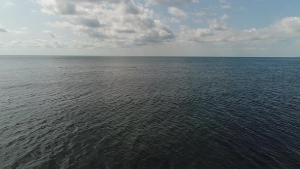 Dark Cold Sea or Ocean, Beautiful Sky. Marine Background Aerial View alt