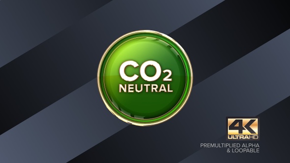 CO2 Neutral Rotating Sign 4K Looping Design Element