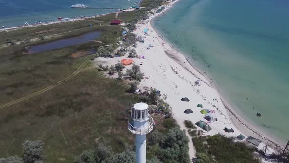 Sea, Beach, Lighthouse, Lagoon, Drone Footage