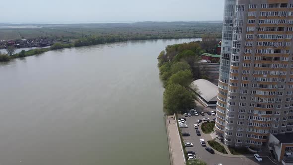 New residential buildings. Krasnodar. The Kuban River. alt