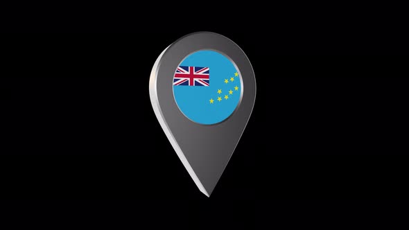 3d Animation Map Pointer With Tuvalu Flag With Alpha Channel - 4K alt