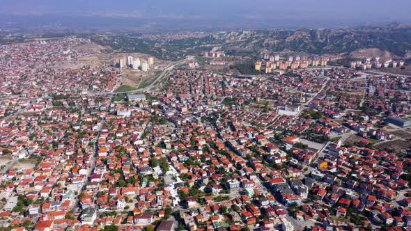 Aerial View of Picturesque Townscape on a Summer Sunny Day alt